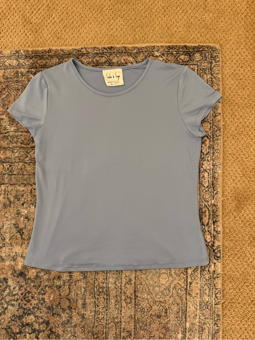 Dry Goods Sadie & Sage Women's Light Blue Crewneck Short Sleeve Top